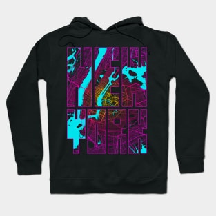 New York, USA City Map Typography - Neon Hoodie